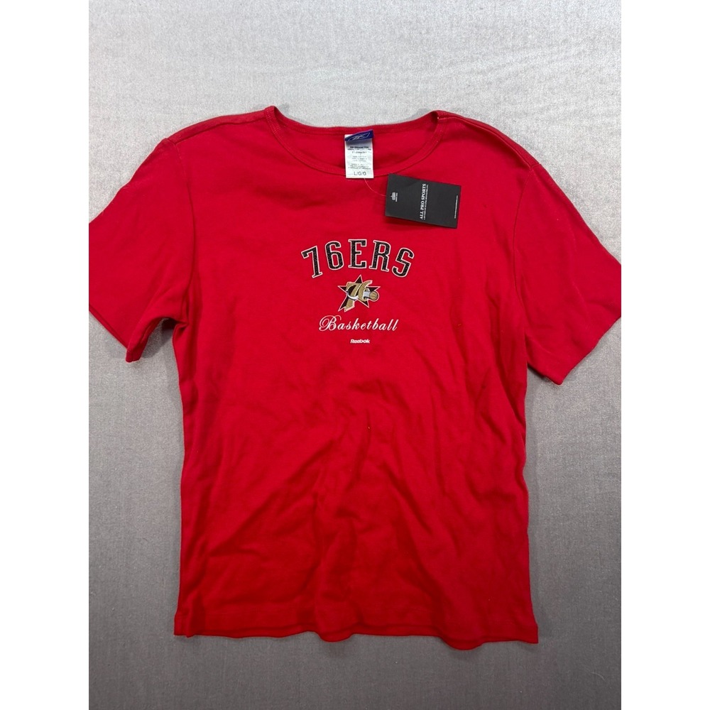 New Reebok Philadelphia 76ers NBA Shirt Red Size Large Cotton